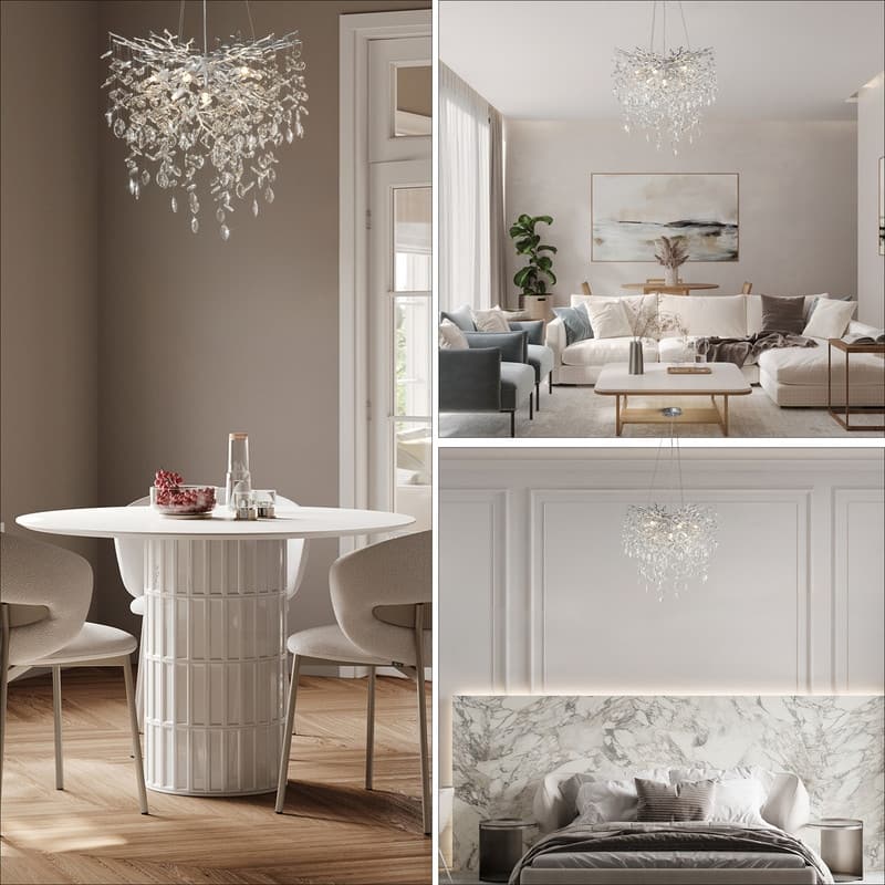 Modern Round Branch Crystal Chandelier, 600-1200mm Diameter, Marquise Cut Crystal Pendant Light