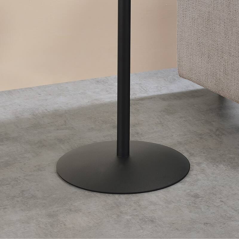 17.5"W End Table with Marble Textured Glass Top and Steel Base Modern Design