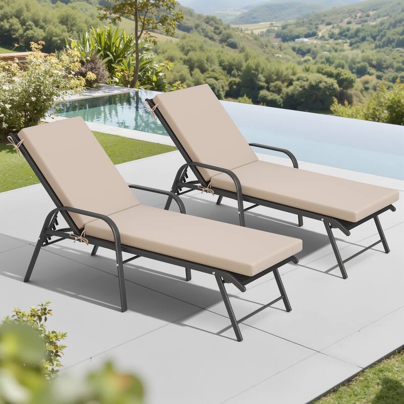 Pellebant Outdoor Adjustable Patio Chaise Lounge Chairs with Cushions