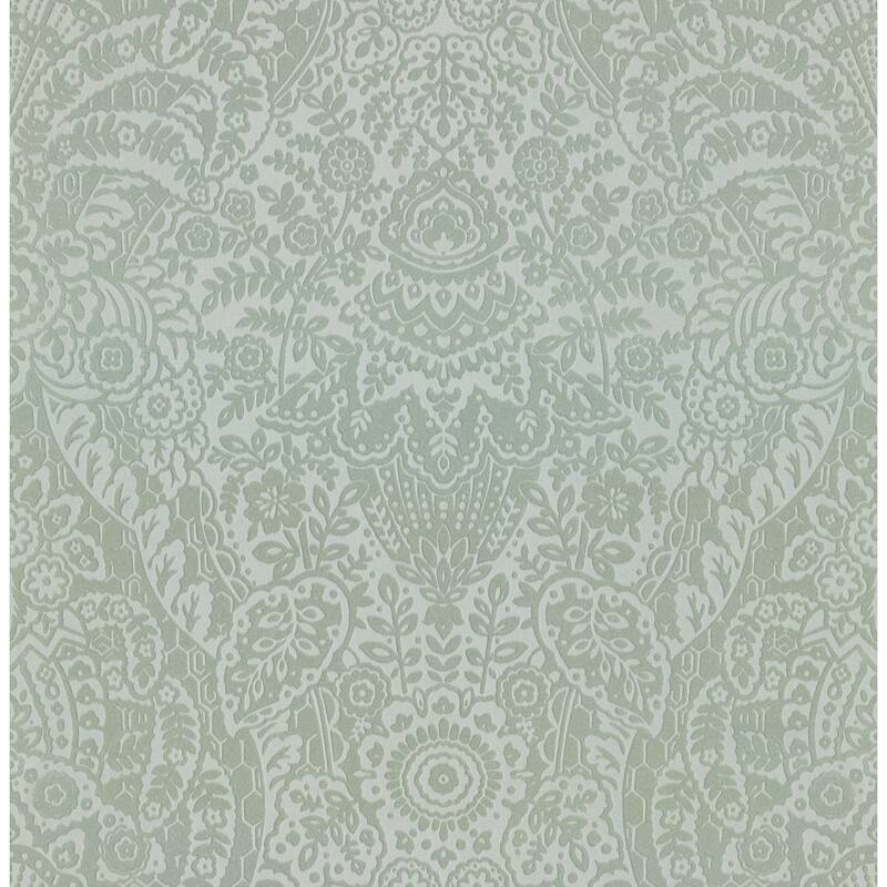 A-Street Prints Maris Silver Flock Damask Wallpaper