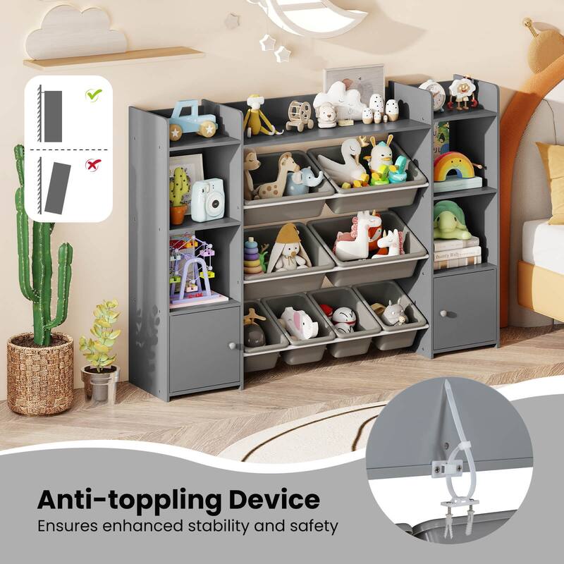 Costway 4-Tier Large Storage Cabinet with 6 Cubbies & 8 Removable Bins - See Details