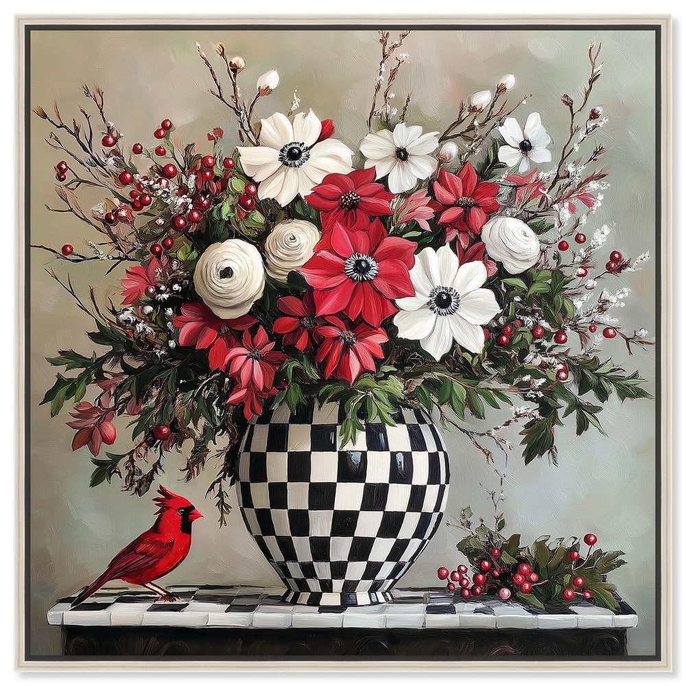 Checkerboard Vase Blooms I Canvas by Art Remedy
