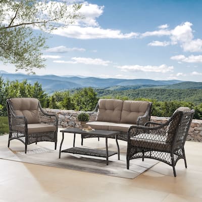 Corvus Vasconia Outdoor 4-piece Brown Wicker Sofa Set