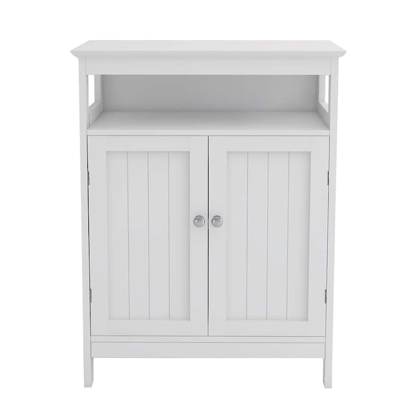 White Wood Storage Cabinet Bathroom Freestanding Floor Cabinet