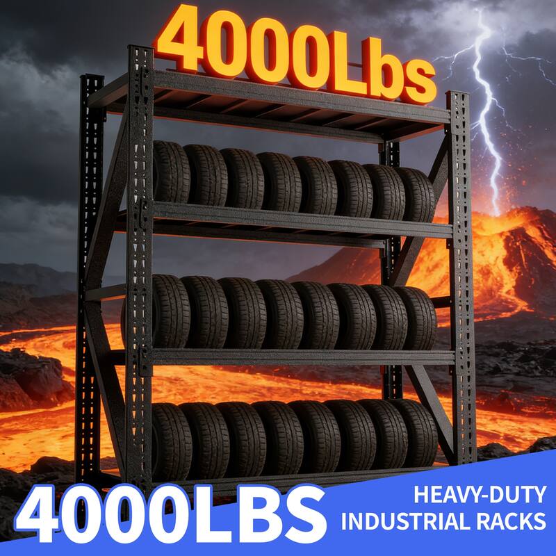 Heavy Duty Metal Adjustable Garage Shelves, 4000LBS Storage Rack Industrial Shelving Unit for Warehouse