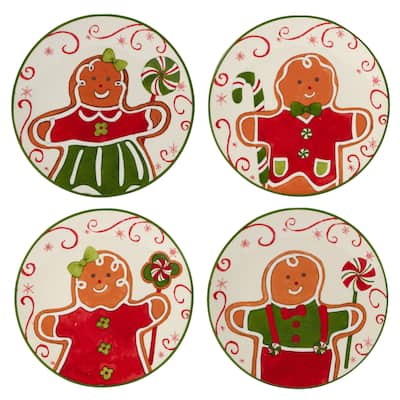 Certified International Holiday Magic Gingerbread 6" Canape/Luncheon/Snack Plates, Set of 4