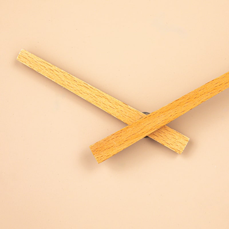 Stoneware and Wood Wall Clock - 12.0"L x 12.0"W x 1.4"H