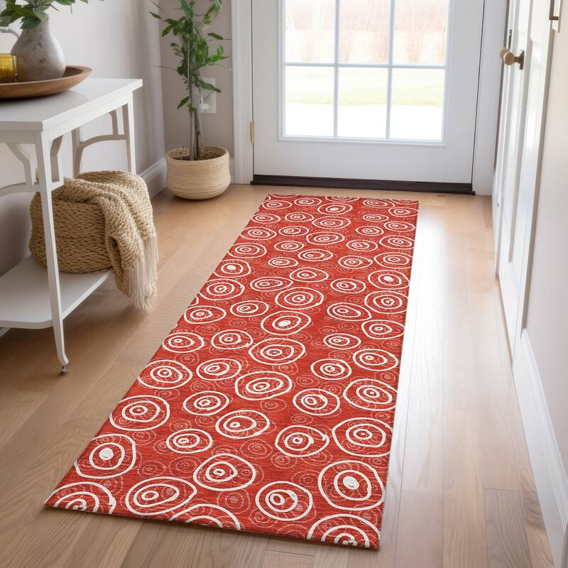 Machine Washable Indoor/ Outdoor Chantille Contemporary Bubbles Rug
