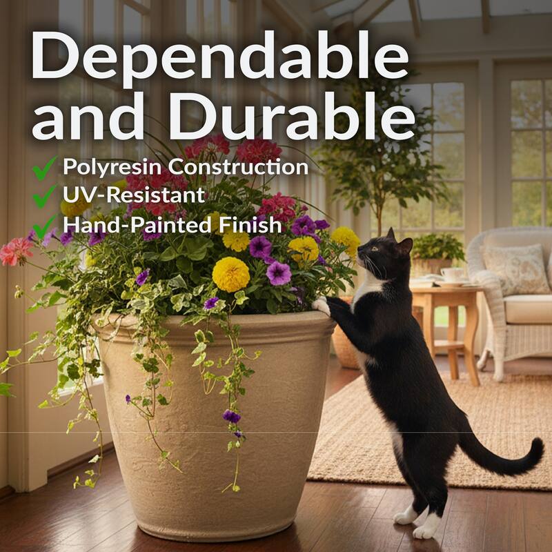 Sunnydaze Anjelica Outdoor Flower Pot Planter - 20-Inch - 4-Pack - Beige - 20 in