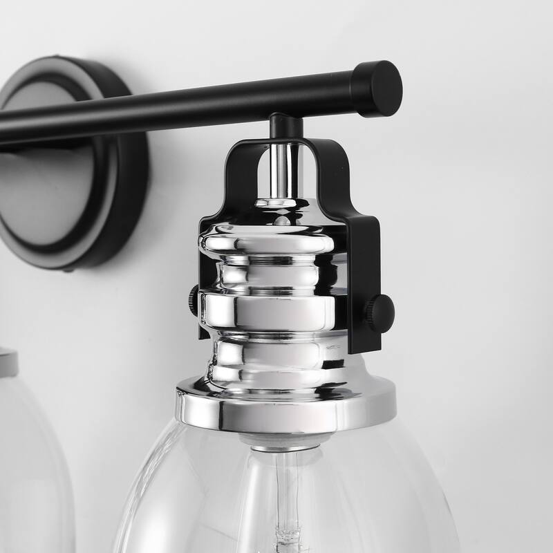 3-Light Brushed Nickel Cylinder Modern Bathroom Vanity Light with Clear Glass Shade,Wall Lamp for Mirror Kitchen Bedroom