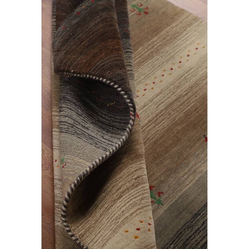 Hand Knotted Oriental 100% Wool Carpet Tribal Animal Pictorial Brown Gabbeh Area Rug - 5' 10'' X 4' 1''