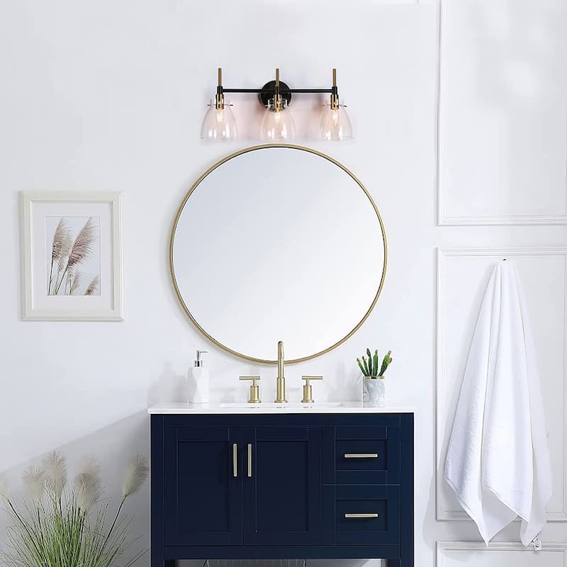Modern Black Gold 2/3/4 Lights Vanity Light Fixture Glass Bathroom Lighting