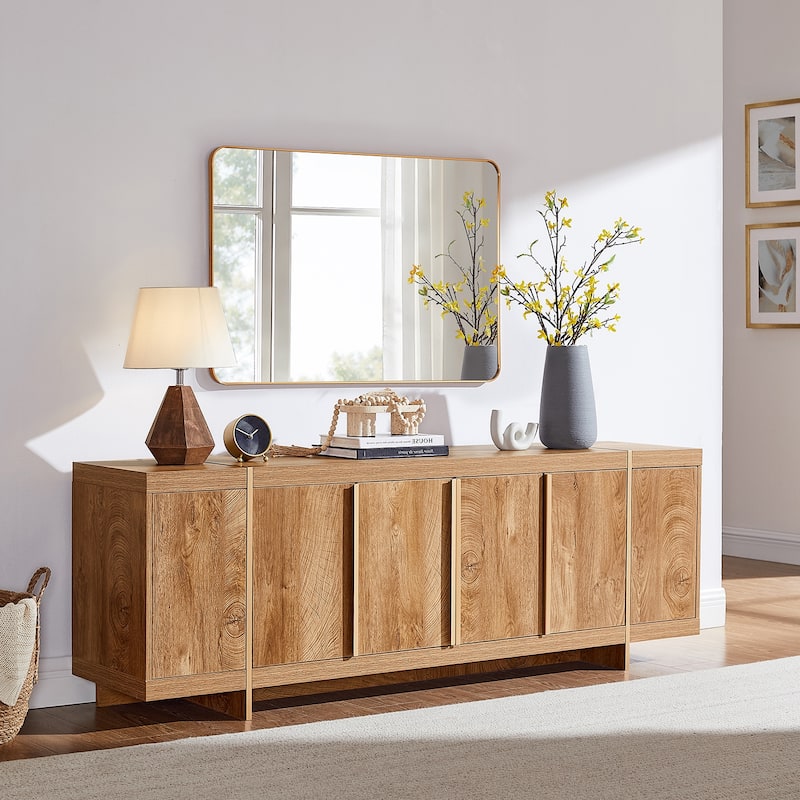 Modern 70" TV Stand, Entertainment Center, Handle-Free Hidden Design