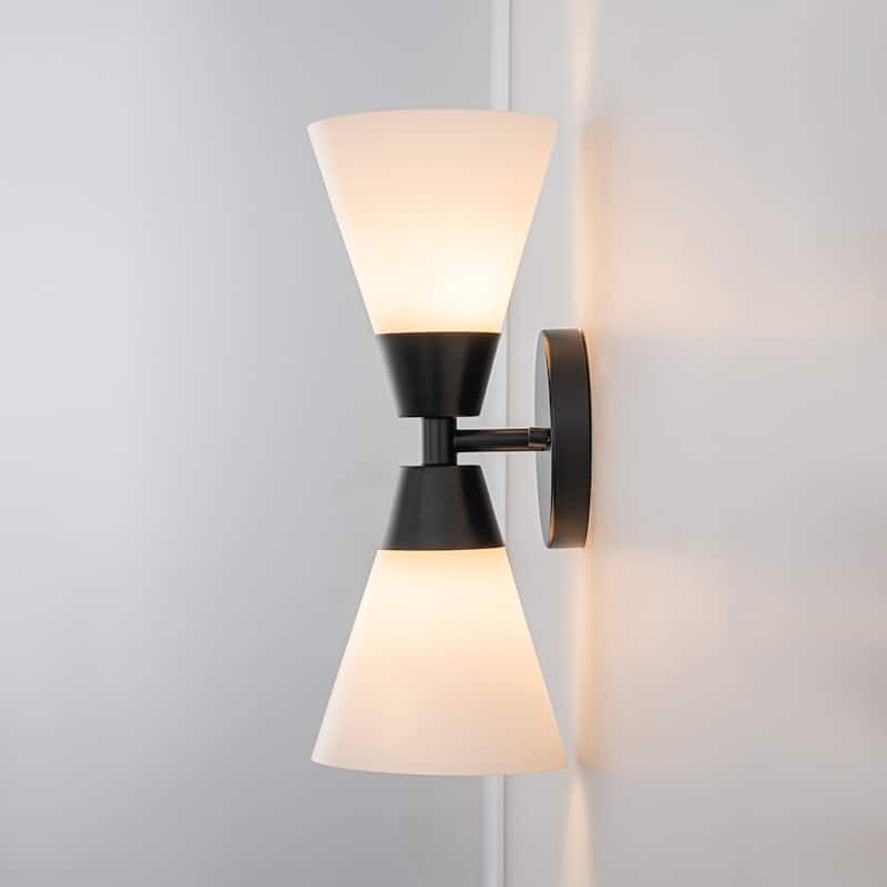 2-Light Hourglass Shaped Glass Wall Sconce