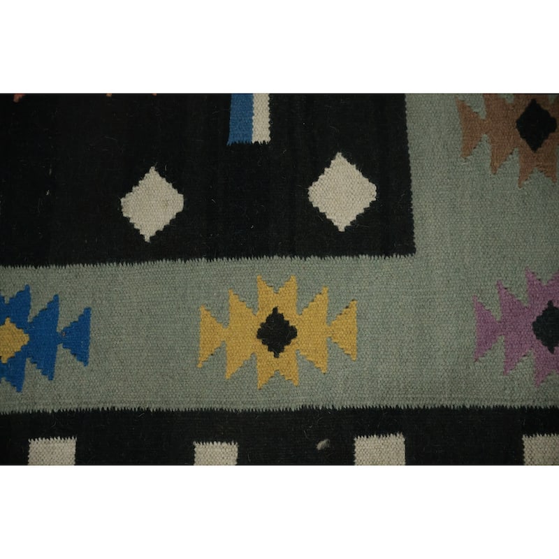 Hand Woven Oriental 100% Wool Carpet Southwestern Tribal Multi-Colored Kilim Area Rug - 10' 0'' X 5' 2''