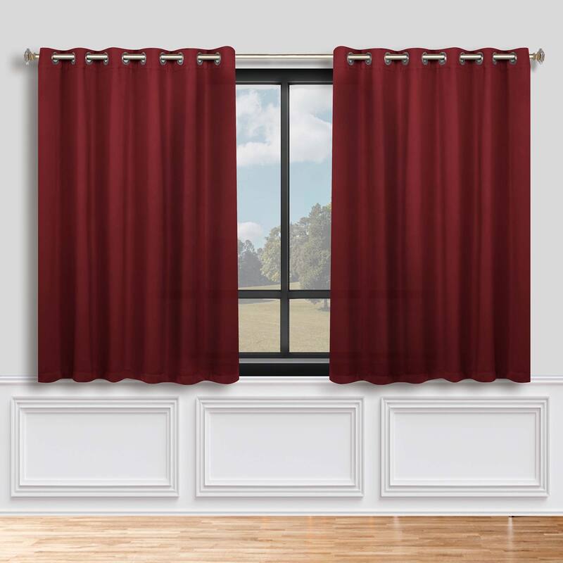 Superior Solid Machine Washable Room Darkening Grommet Blackout Curtains, Set of 2