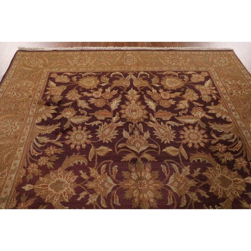 Floral Purple Agra Indian Area Rug Hand-Knotted Wool Carpet - 8'0"x 10'1"