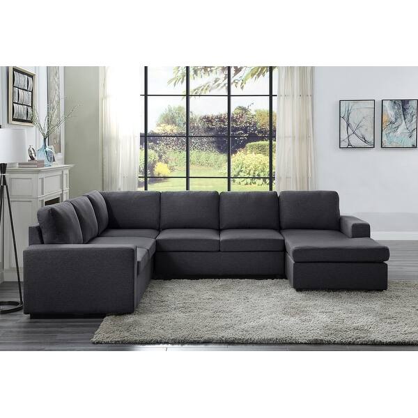 Cooper Dark Gray Linen Modular Sectional Sofa Chaise 89132-1