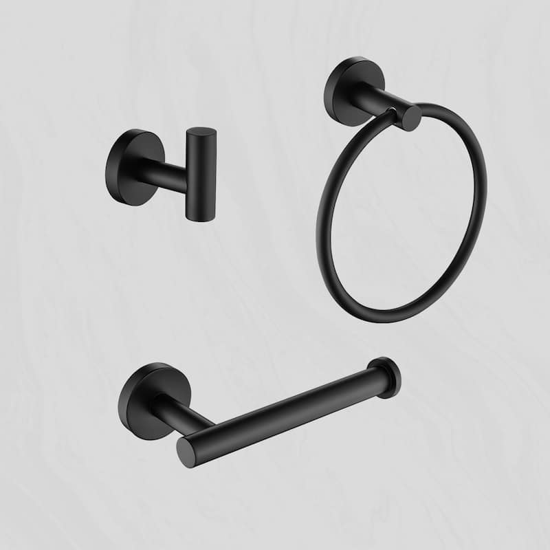 3-Piece Bathroom Hardware Set Bathroom Hardware Accessories Sets SUS304 Stainless Steel Bath Shower Set - N/A - Matte Black