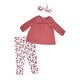 preview thumbnail 1 of 3, Baby Girls 3 Piece Pink Floral Breezy Smock Top, Leggings and Headband Set 0-3 months