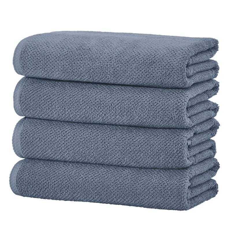 Linery & Co. Luxury Cotton Textured Bath Towel - Bath Towel (Pack of 4) - Chambray Blue