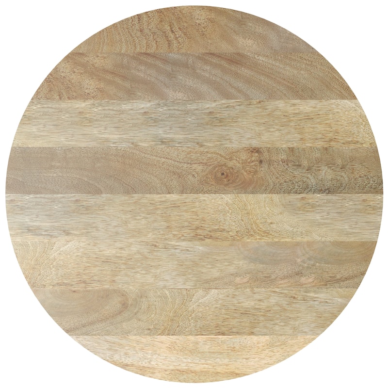 WYNDENHALL Keystone 34" Wide Solid Mango Modern Industrial Drum Coffee Table & Assembled - 34"d x 34" w x 12"h
