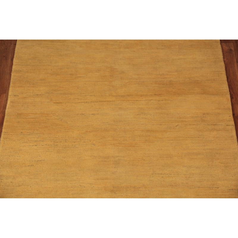 Gold Gabbeh Modern Rug Hand-Knotted Wool Carpet - 4'0" x 6'1"