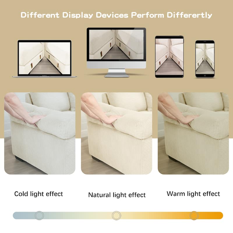 GDFStudio - Corduroy 4-Seater 170" Cloud Sofa Couch with Extra-Thick Armrests