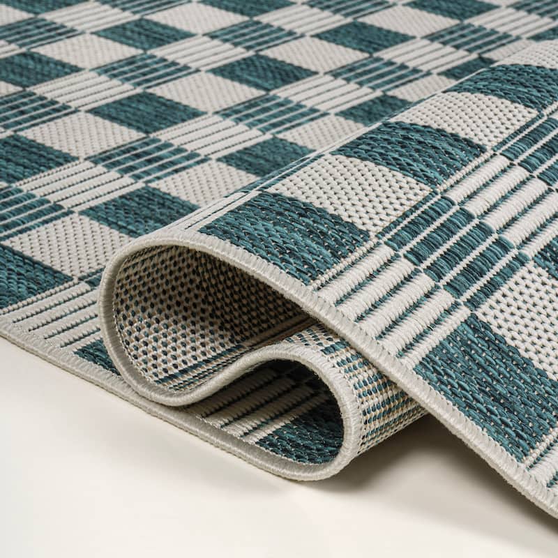 JONATHAN Y Maribel Traditional Cottage Checkerboard Green/Cream Indoor/Outdoor Area Rug