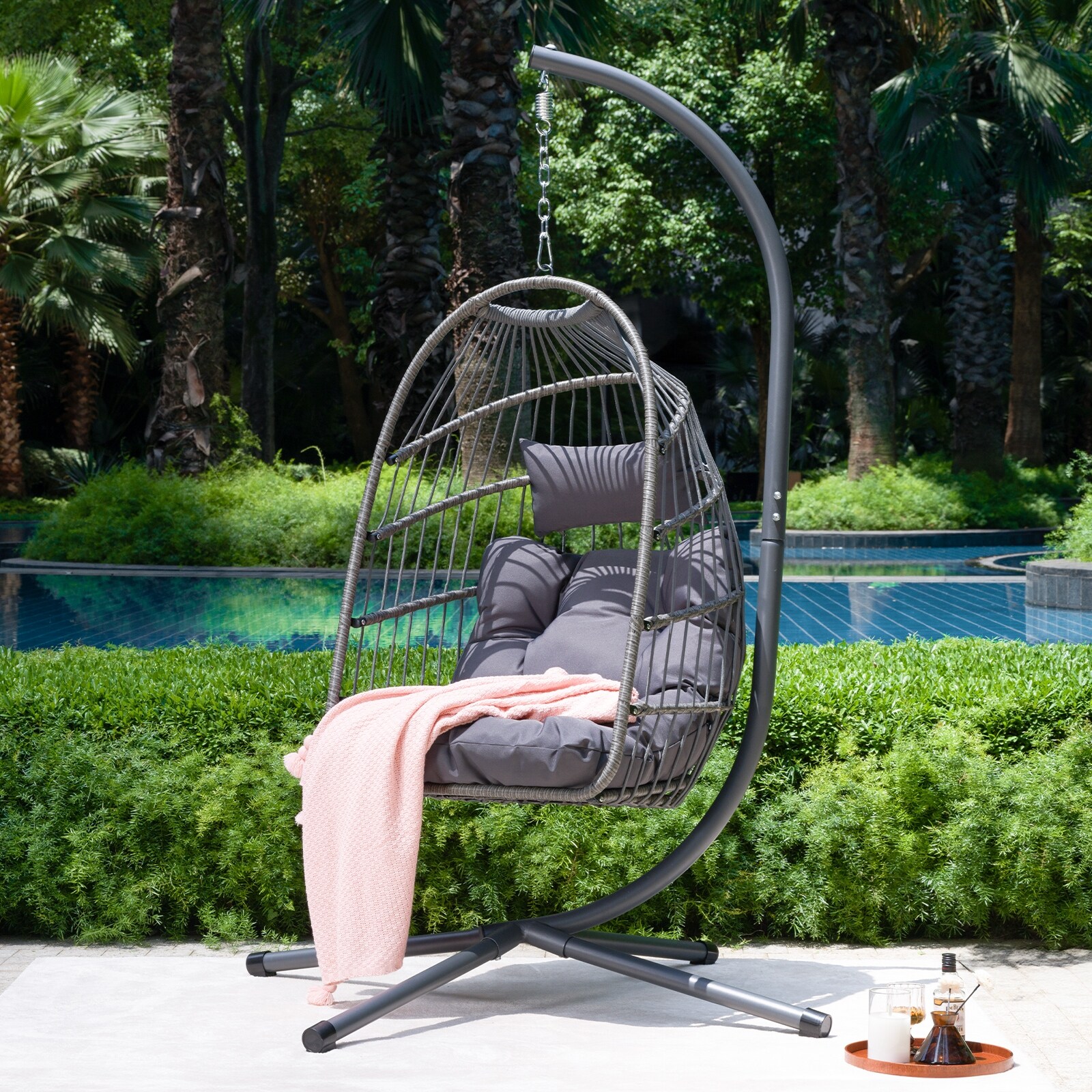 Garden hanging chair with stand best sale