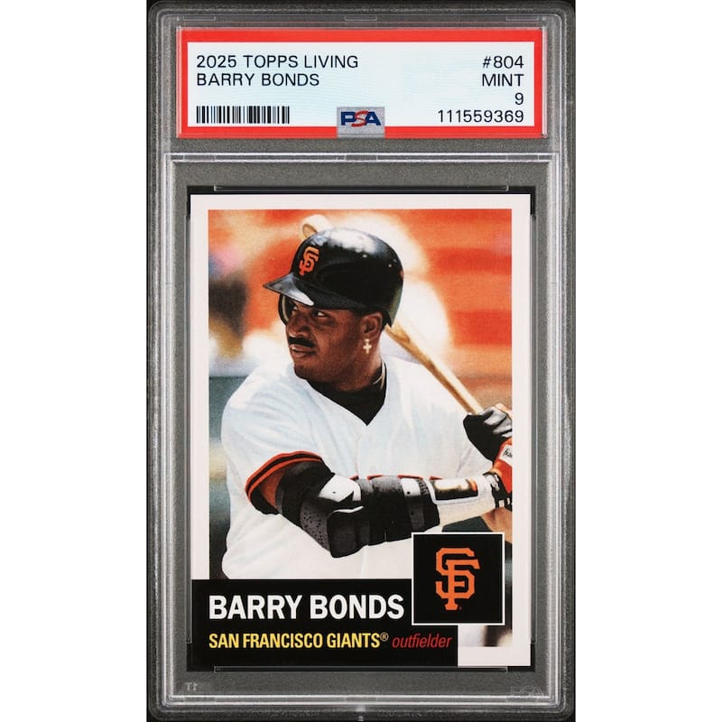 Barry Bonds 2025 Topps Living Baseball Card #805 Graded PSA 9 - 8' x 11'