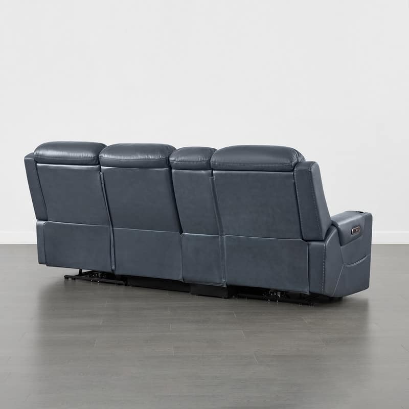 Spruce & Spring Genuine Leather Power Reclining Sofa with Wireless Charging