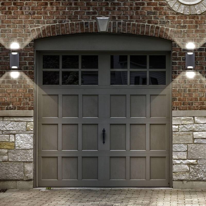 Luxrite LED Outdoor Up and Down Wall Sconce, 9W/12W/15W, 3CCT 3000K-5000K, IP65, 8" Half Cylinder Aluminum, ETL