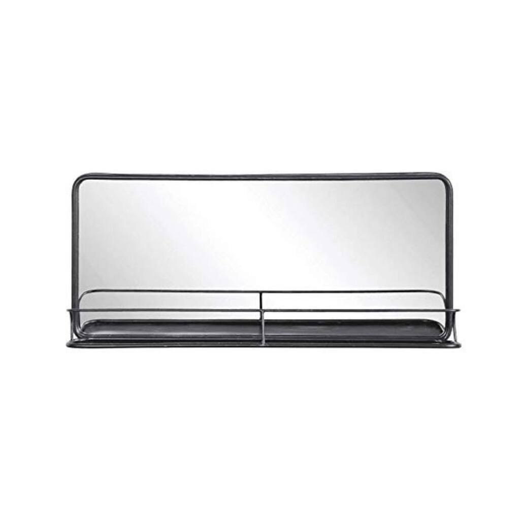 Rectangular Metal Wall Mirror with Shelf Double Vanity Bathroom Mirror - Exact Size