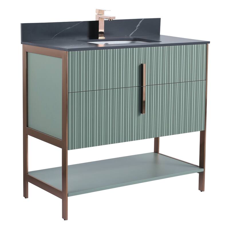 Fine Fixtures Serenity Modern Bathroom Vanity with Black Sintered Stone Top