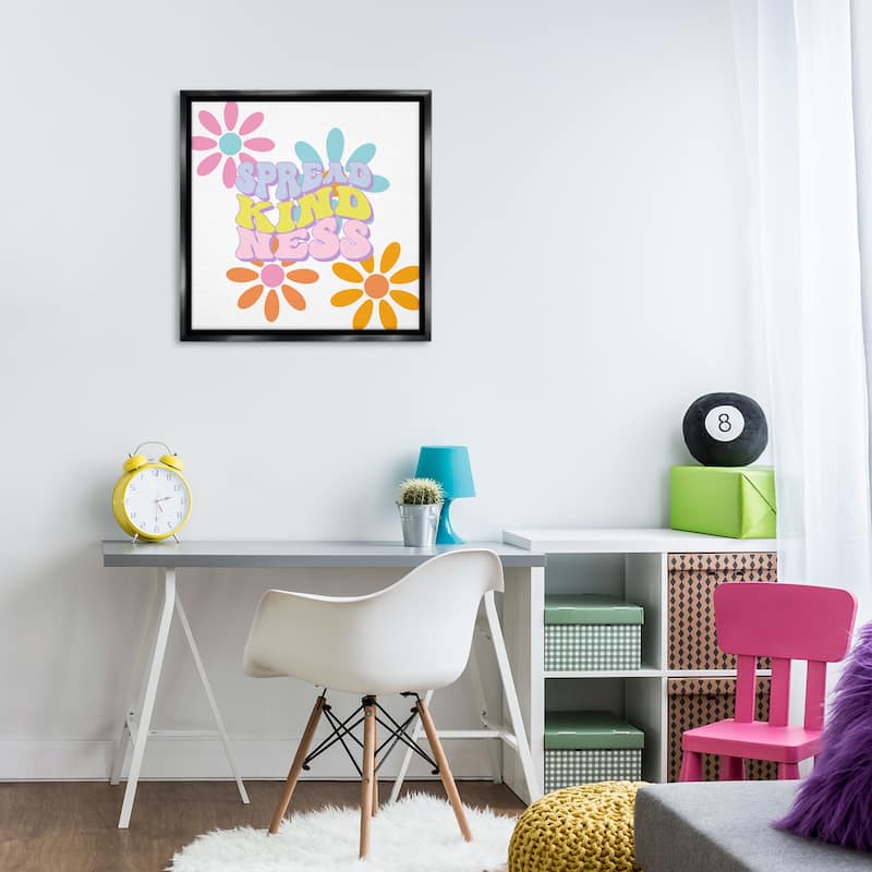 Stupell Groovy Spread Kindness Framed Floater Canvas Wall Art Design By Jesse Keith