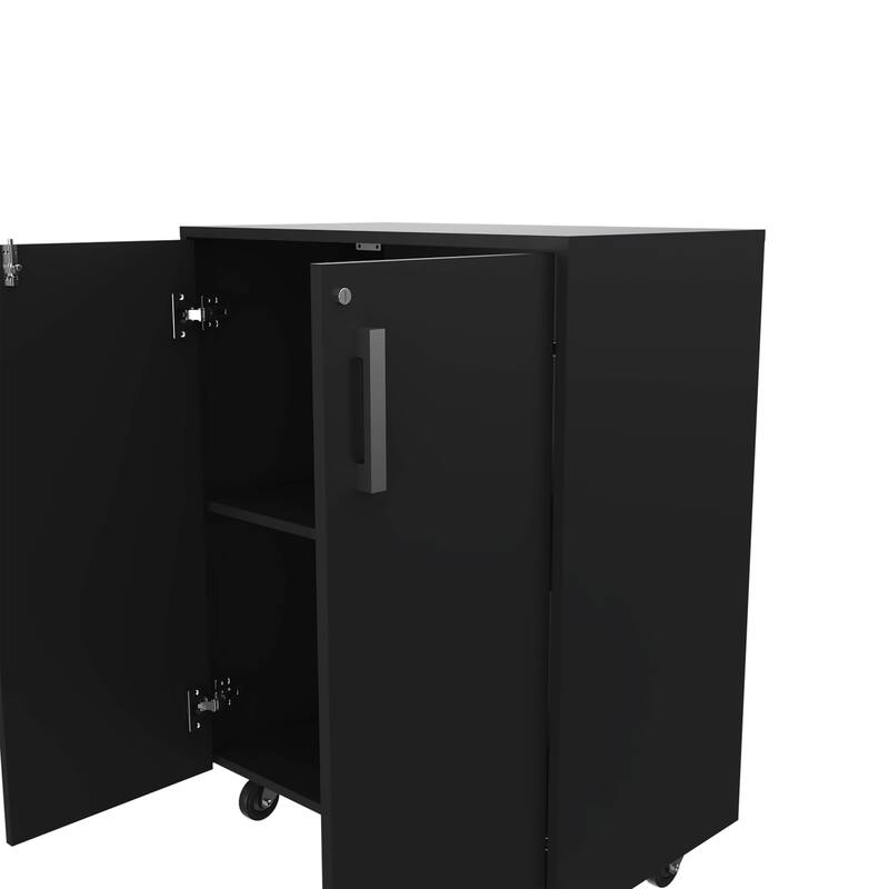 Lewis Storage Cabinet Base, Four Caster, Double Door Cabinet, Two Interior Shelves