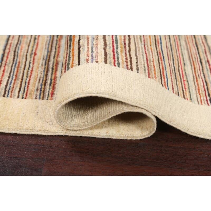 Gabbeh Kashkoli Wool Contemporary Striped Area Rug Hand-knotted Carpet - 2'6" x 4'1"