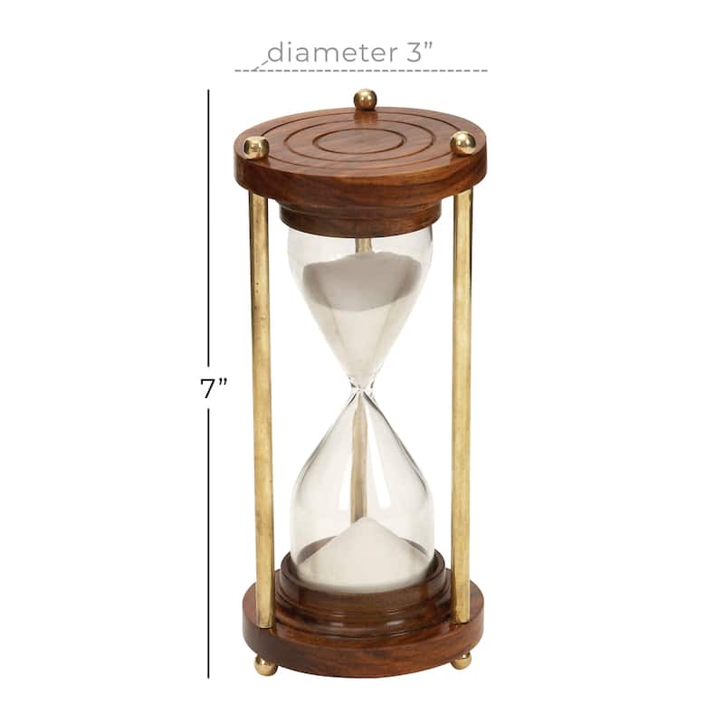 Wood Timer With Brown Wood Base And Brass Finish Rods