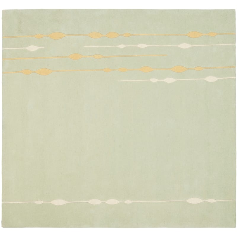 SAFAVIEH Handmade Soho Karli Vines N.Z. Wool Rug - 8' Square - Light Green