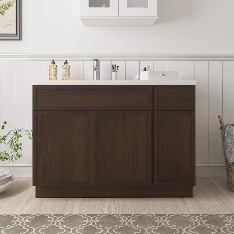 Vanity Art 45" Birch Freestanding Bathroom Vanity Cabinet without Top - Brown