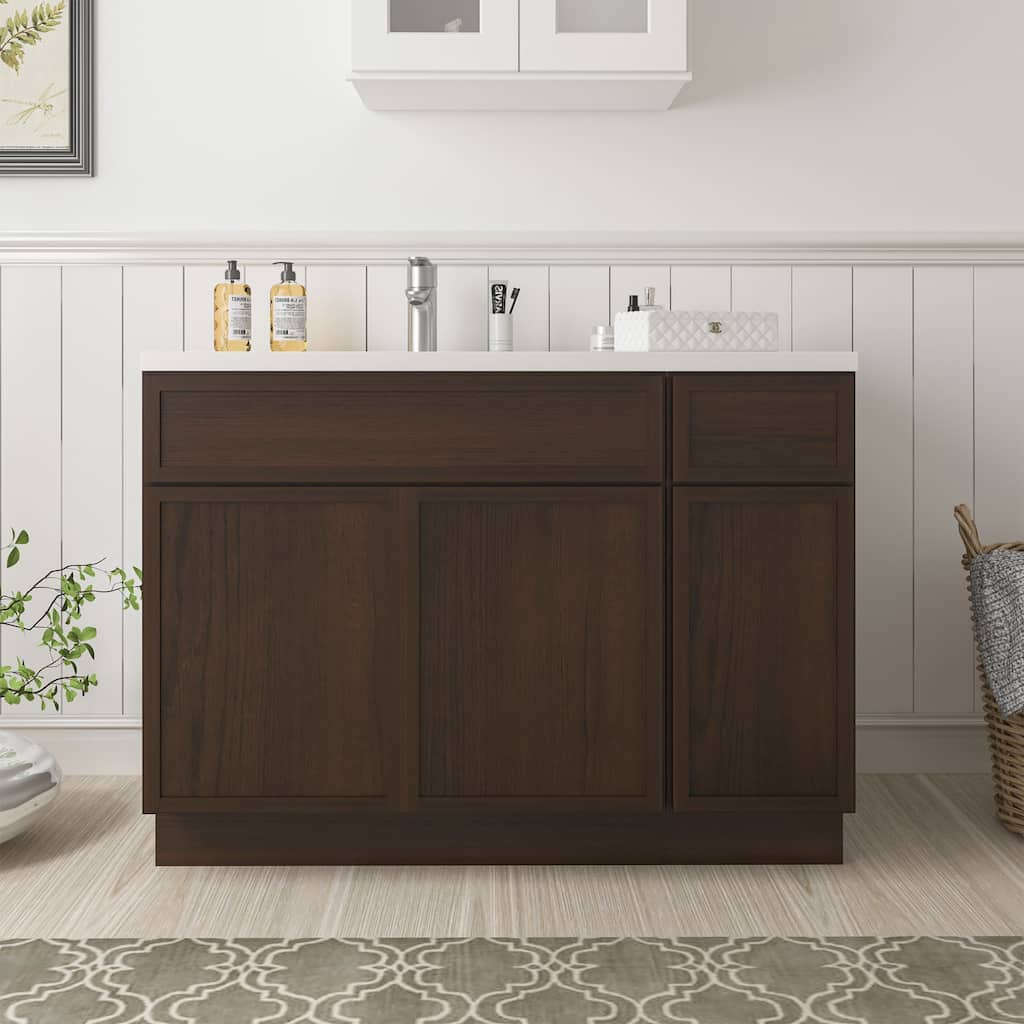 Vanity Art 48" Birch Freestanding Bathroom Vanity Cabinet without Top