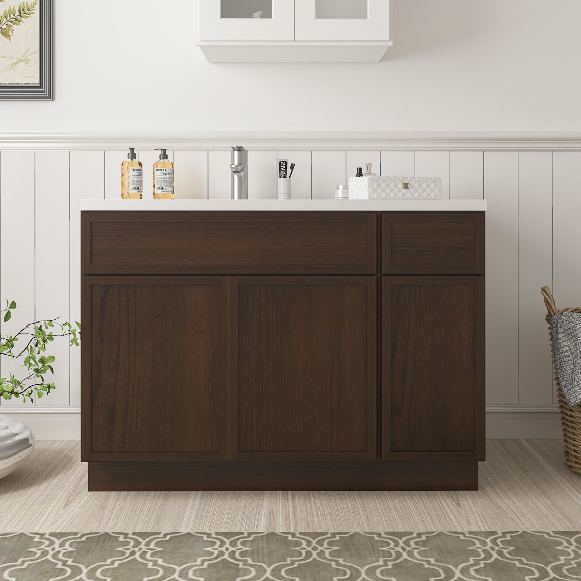 Vanity Art Colton 48" Birch Freestanding Bathroom Vanity Cabinet without Top