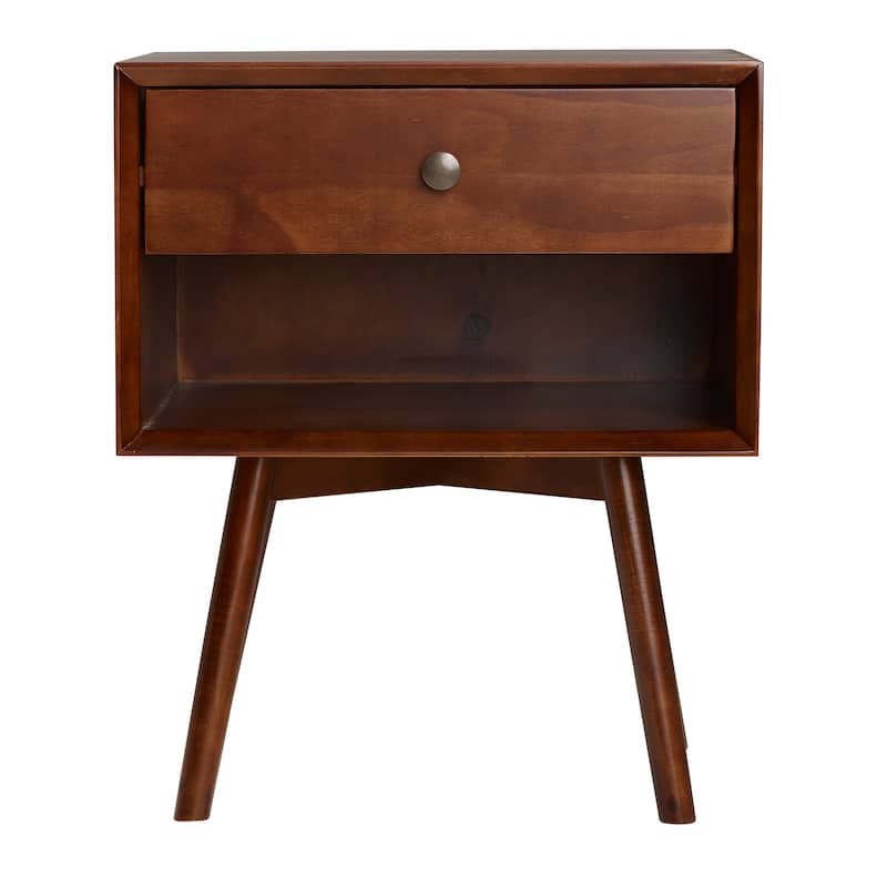 Middlebrook Mid-Century Solid Wood 1-Drawer, 1 Shelf Nightstand