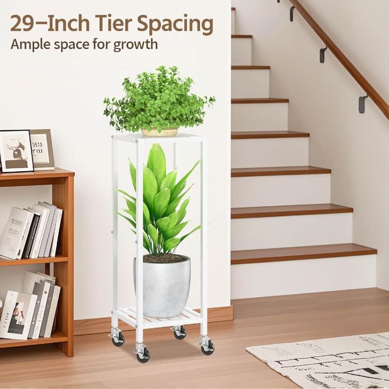 2 Tier Black Metal Plant Stand - 11.6 x 10.8 x 33.7 inches