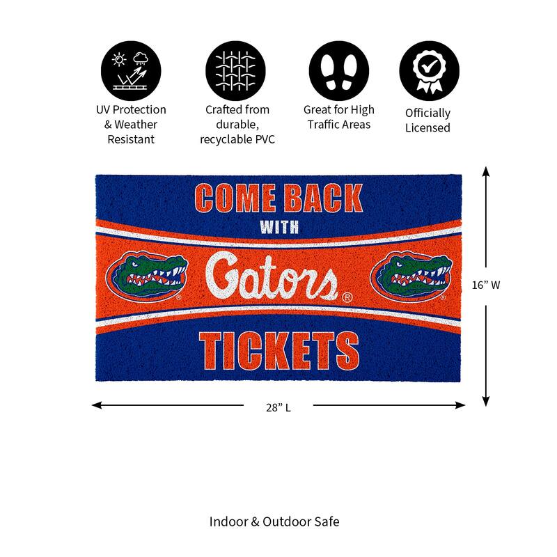 University of Florida 28 in. x 16 in. PVC "Come Back With Tickets" Trapper Door Mat