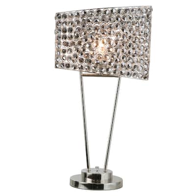 26"H Metal Table Lamp with Smoked Crystals