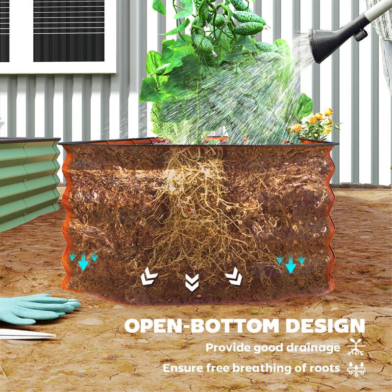 Outsunny 7.9' x 2' x 1' Galvanized Raised Garden Bed Kit, Outdoor Metal Elevated Planter Box with Safety Edging