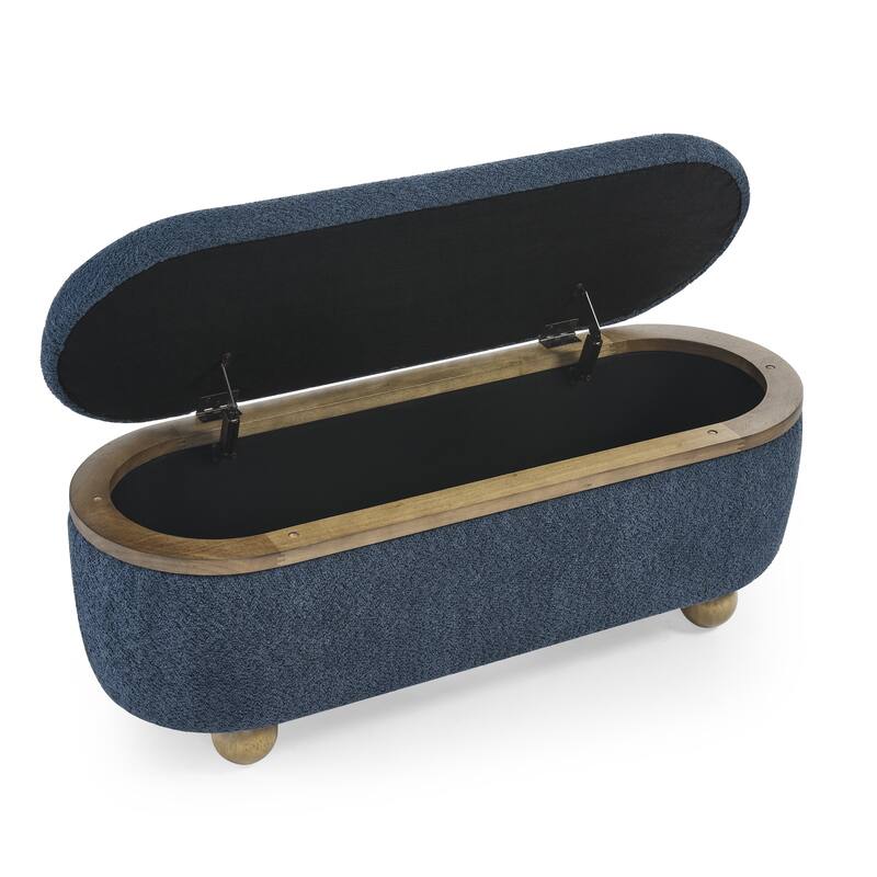 43.3'' Wide Upholstered Fabric Storage Bench with Safety Hinge