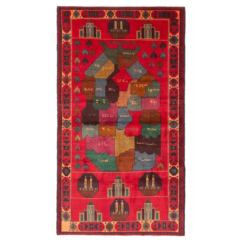ECARPETGALLERY Hand-knotted Teimani Red Wool Rug - 3'7 x 6'6 - Red - 3'7 x 6'6